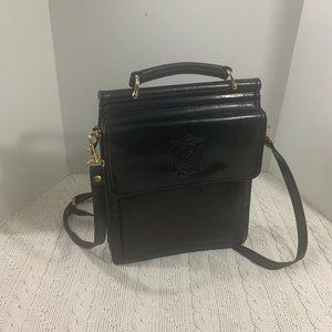 BELLE ROSE BLACK LEATHER CROSSBODY PURSE